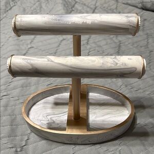 Marble Jewelry Stand with Gold Accents